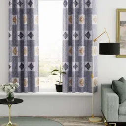 Bianca VILLA C`ESTA Blue Faux Silk 5 Ft. Window Curtain - Set of 2-30