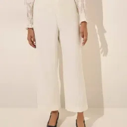 Wardrobe by Westside Ivory High-Rise Flared Trousers-image-45