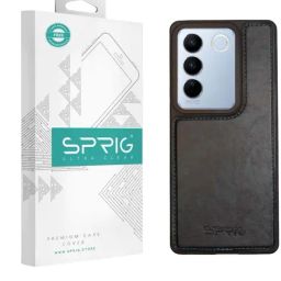 Sprig Glossy Leather Back Cover for Vivo V27 5G (Blue)-picture-25