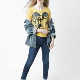 Huetrap Women Yellow Printed Round Neck T-shirt-image-96