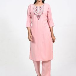 KAMODIAZ Women Floral Printed Regular Kurta with Trousers-image-86
