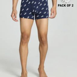 Puma Navy & Light Grey Cotton Regular Fit Printed Trunks - Pack Of 2-image-78