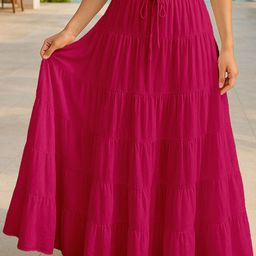 Moomaya Cotton Tiered Maxi Skirt-picture-34