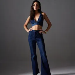 Miss Chase Navy Blue Denim Solid Jeans-picture-0