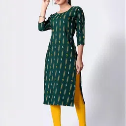 KANUDA Women Green Crepe Straight Kurtas-picture-44