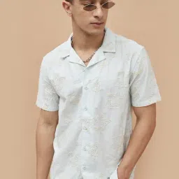 Fame Forever By Lifestyle Light Blue Regular Fit Embroidered Shirt-image-21