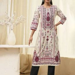 Biba Pink Cotton Printed Kurta-image-76