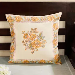 Fabindia Yellow & Sea Green Floral Square Cushion Covers-image-98