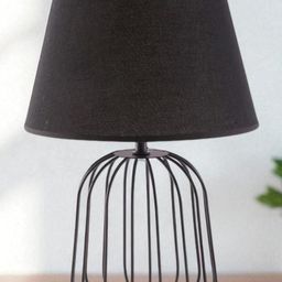 AARVI DECOR STUDIO Black Metal Frusturical Shaped Cage Table Lamp-image-2