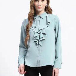 MADAME Grey Regular Fit Shirt-image-2