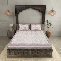 JaipurFabric Multicolor Pure Cotton 240 TC Paisley Floral Double Bedsheet with 2 Pillow Covers-image-34