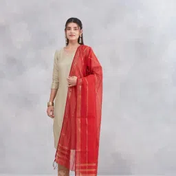 Fabindia Red Solid Dupatta-picture-37