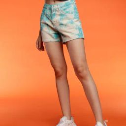 Belliskey Green Tie-Dye Denim Shorts-image-7