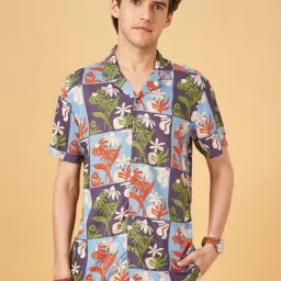 Urban Ranger by Pantaloons Medium Blue Slim Fit Floral Print Shirt-image-36