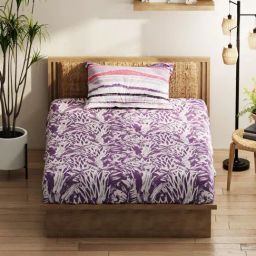 KOPA Lavendar Microfibre Floral 152 TC Single Bedsheet with 1 Pillow Cover-15
