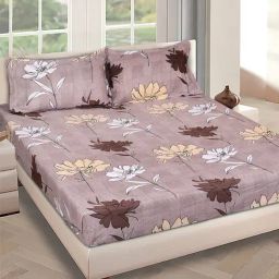 Romee Beige Microfibre Floral Bed Sheets-image-84