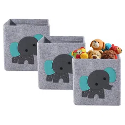 Kuber Industries Grey 3 Pieces Printed Foldable 24 L Storage Box for Clothes Organisers-14