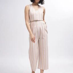 Iconic Beige & White Striped Jumpsuit-image-86