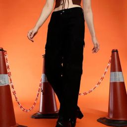 Belliskey Black Denim Regular Fit High Rise Cargo Jeans-image-53