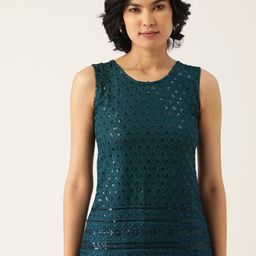 BRINNS Teal Green Embroidered Sequin Detail Tank Top-image-78