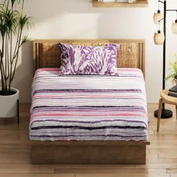 KOPA Lilac Microfibre Abstract 152 TC Single Bedsheet with 1 Pillow Cover-44