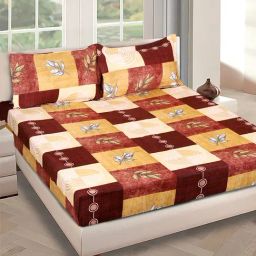 Romee Maroon Microfibre Geometric Bed Sheets-image-56