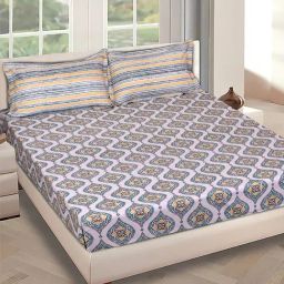 Romee Teal Cotton Ethnic Bed Sheets-image-98