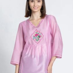 SHAYE Light Purple Chanderi Embroidered Kurti-picture-48