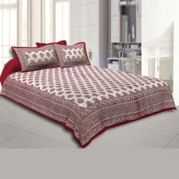 JaipurFabric Maroon Pure Cotton 150 TC Kerry Pattern Double Bedsheet with 2 Pillow Covers-image-25
