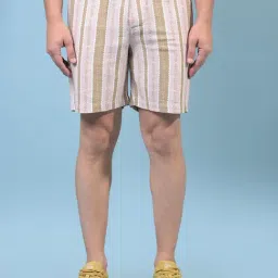 Crimsoune Club Peach Slim Fit Striped Shorts-image-34