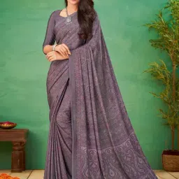 Saree Mall Purple Printed Saree With Unstitched Blouse-image-105