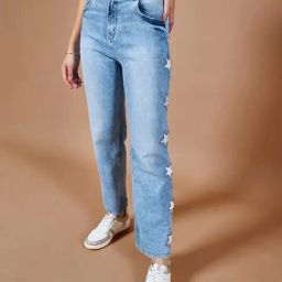 DOLCE CRUDO Blue High Rise Stretchable Jeans-image-43