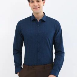 Allen Solly Navy Cotton Slim fit Geometric Shirts-picture-24