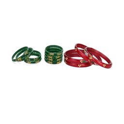 SOMIL Set Of 12 Green Alloy Artificial Stones & Beads Bangles-picture-11
