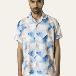 Perch Blue Relaxed Fit Printed Shirt-image-70