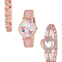 THE SHOPOHOLIC Women Pack of 3 Printed Dial & Leather Straps Analogue Watch K-PINK-2BR-picture-10