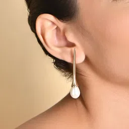 ToniQ Gold Plated Pearl Drop Earrings image 1