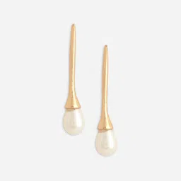 ToniQ Gold Plated Pearl Drop Earrings image 3