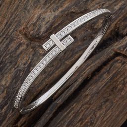 Kushal's Fashion Jewellery Women Rhodium-Plated Zircon Kada Bracelet-picture-40