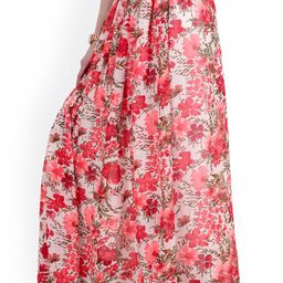 SCORPIUS Peach Solid Flared Maxi Skirt image 3