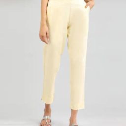 Aurelia Beige Cotton Regular Fit Trousers-image-9