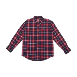 Gini & Jony Kids Navy & Red Cotton Plaid Shirt-picture-2