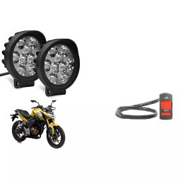 Cartronics 9 Round Cap LED Fog Light With On/Off Switch for Honda CBF190 R (Set of 2 Pcs)-31