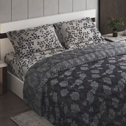 Home Centre Chime Aspen Grey & White Ethnic Motifs Printed 144 TC Cotton King Bedding Set-13