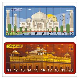 Wissen 1-20 Numbers Monument Jigsaw Puzzle Pack of 2 Multicolour - 20 Pieces-24