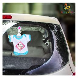 Babywish Baby on Board Car Decals Cloth Safety Sign Board Come with One Hanger & One Large Vaccum Suction Cups Baby On Board Star Print - Blue-image-96