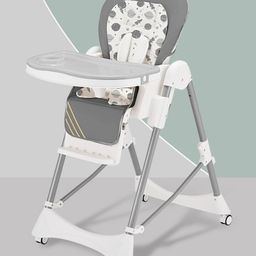 Multifunctional Baby High Chair with 7 level Height Adjustment and 3 level Recliner Seat with Removable Soft PU Cushion - Grey-14