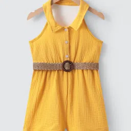 Kookie Kids Sleeveless Halter Neck Jumpsuit Solid Colour - Yellow-picture-49
