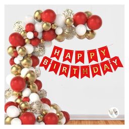 Bubble Trouble Gold, White & Red Birthday Decorations for Girls, Kids Party, Woman, Boys, Couples, Adult- White & Red Theme Birthday Decoration Set, Gold & Red Party Supplies - Pack of 47-picture-24