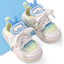 Oh! Pair Slip On Casual Shoes with Bunny Applique & Lace Up Closure - Blue & Green-image-33